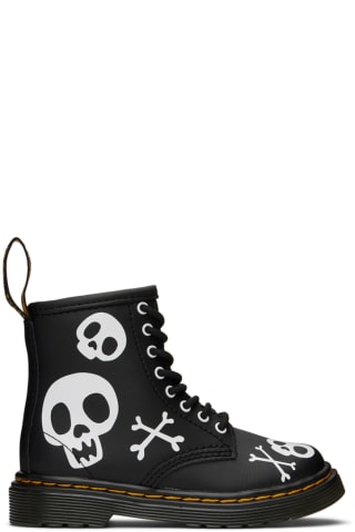 Dr. Martens Baby Black 1460 Skull & Bones Lace-Up Boots