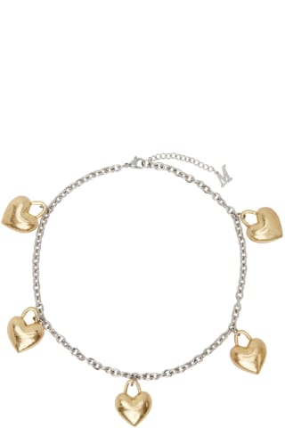 Marland Backus Silver & Gold Chain Of Hearts Necklace