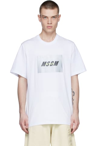 MSGM 반팔티 White Cotton T-Shirt,Optical White