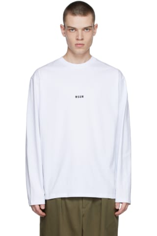 MSGM White Cotton T-Shirt,Optical White