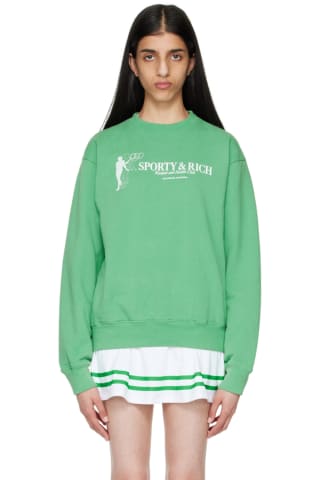 Sporty & Rich Green Cotton Sweatshirt,Kelly Green