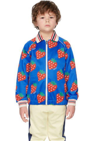 구찌 키즈 재킷 Gucci Kids Blue &amp; Red Strawberry Star Jacket,Blue/Red 