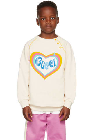 구찌 키즈 맨투맨 Gucci Kids Off-White Heart Print Sweatshirt,White/Multicolor