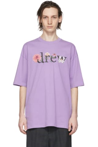 SSENSE限定 パープル Floral Drew Tシャツ