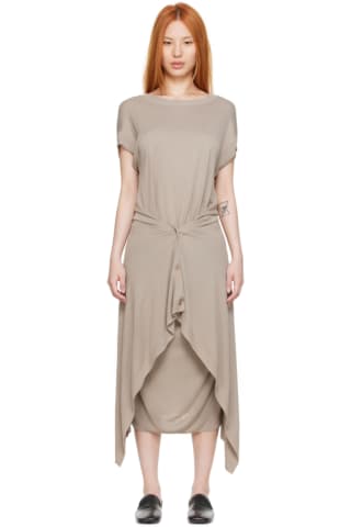 르메르 Lemaire Taupe Double Layer Skirt Mid-Length Dress,Light Taupe