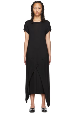 르메르 Lemaire Black Double Layer Skirt Mid-Length Dress