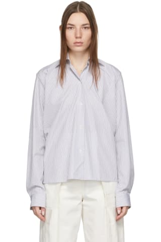 르메르 Lemaire White Stripe Tilted Shirt,White/Black