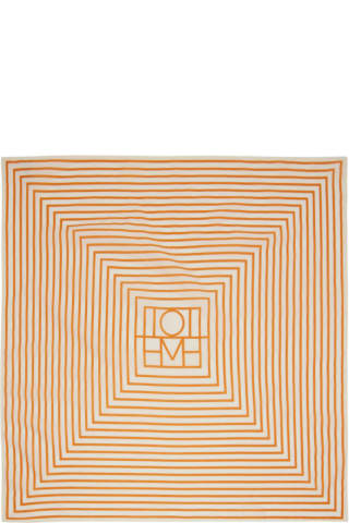 토템 시그니처 모노그램 스카프 Toteme Off-White &amp; Orange Signature Monogram Scarf,Orange burnt