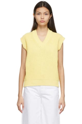 렉토 니트 조끼 Recto Yellow Loose Fit Knit Vest,Lemon Yellow