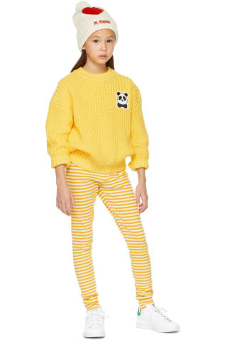 미니로디니 키즈 스웨터 Mini Rodini Kids Yellow Knit Panda Sweater,Yellow