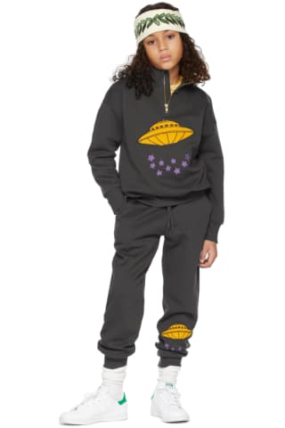 미니로디니 키즈 맨투맨 Mini Rodini Kids Grey UFO Half-Zip Sweatshirt,Black 