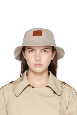 아크네 스튜디오 Acne Studios Beige Leather Patch Bucket Hat,Mushroom Beige
