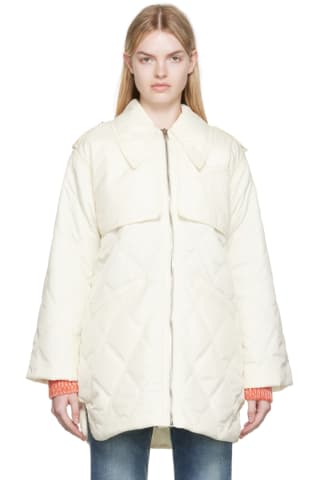 가니 퀼팅 자켓 GANNI Off-White Quilted Jacket,Egret