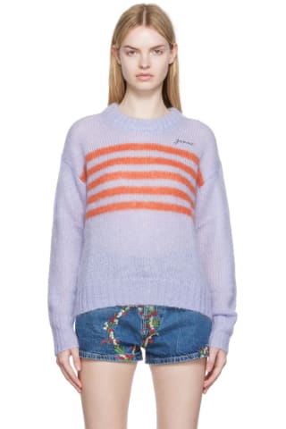 가니 스웨터 GANNI Purple Striped Sweater,Cosmic sky