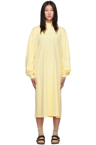 피어오브갓 에센셜 원피스 Essentials Yellow Long Sleeve Midi Dress,Canary