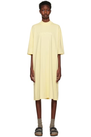 피어오브갓 에센셜 Essentials Yellow Short Sleeve Minidress,Canary