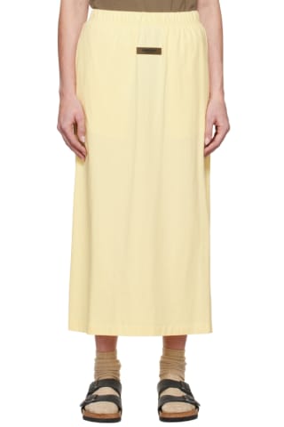 피어오브갓 에센셜 Essentials Yellow Cotton Midi Skirt,Canary