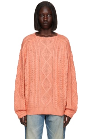 피어오브갓 에센셜 꽈배기 니트 Essentials Pink Raglan Sweater,Coral