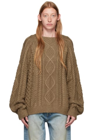 피어오브갓 에센셜 Essentials Brown Raglan Sweater,Wood