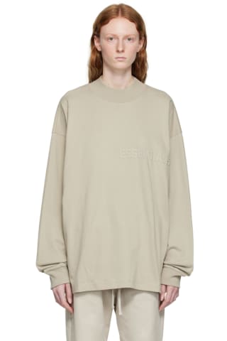 피어오브갓 에센셜 긴팔티 Essentials Gray Cotton Long Sleeve T-Shirt,Smoke, image