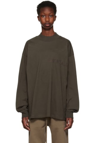 피오갓 에센셜 긴팔티 Essentials Gray Flocked Long Sleeve T-Shirt,Off black