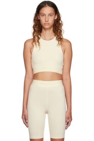 Essentials Off-White Cotton Tank Top,Egg shell