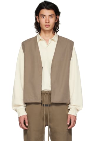 피어오브갓 에센셜 집업 조끼 Essentials Brown Zip Vest,Wood