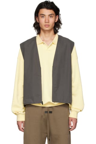 피어오브갓 에센셜 집업 조끼 Essentials Gray Zip Vest,Off black