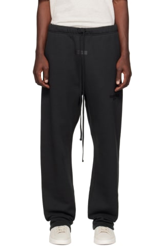 Essentials Black Relaxed Lounge Pants,Stretch limo