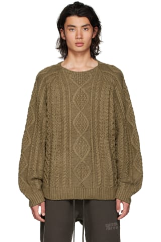 피어오브갓 에센셜 Essentials Brown Raglan Sweater,Wood