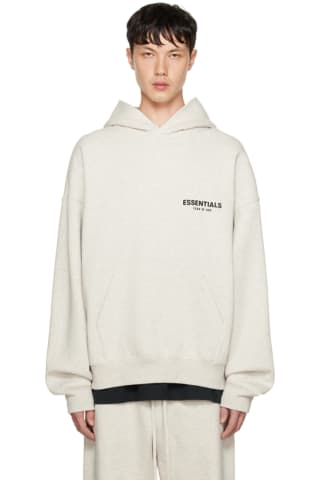 Essentials Off-White Flocked Hoodie,Light oatmeal