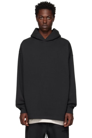 Essentials Black Relaxed Hoodie,Stretch limo