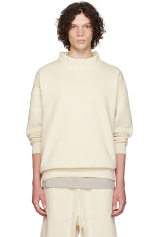 피어오브갓 에센셜 맨투맨 Essentials Off-White Mock Neck Sweatshirt,Egg shell, image