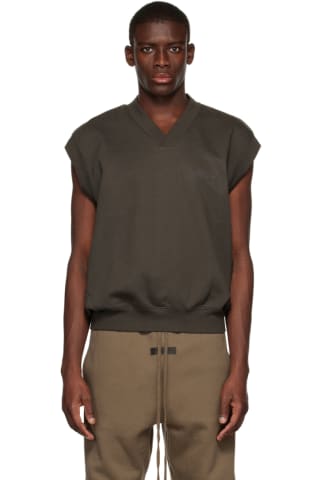 피어오브갓 에센셜 조끼 Essentials Gray V-Neck Vest,Off black