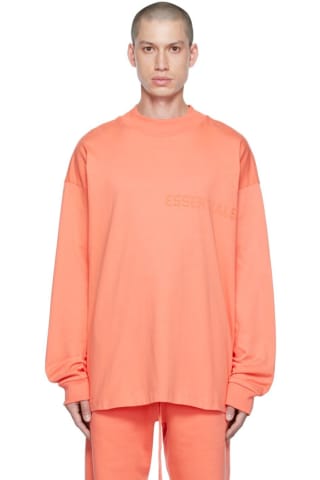피어오브갓 에센셜 Essentials Pink Cotton Long Sleeve T-Shirt,Coral