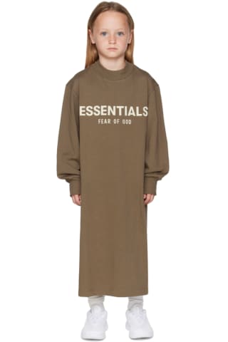 피어오브갓 에센셜 Essentials Kids Brown Logo T-Shirt Dress,Wood