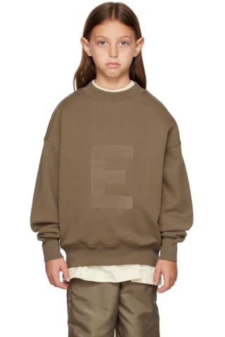 피어오브갓 에센셜 키즈 맨투맨 Essentials Kids Brown Logo Sweatshirt,Woodrnrn