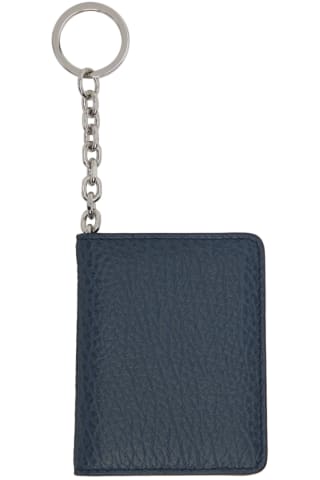 메종 마르지엘라 Maison Margiela Blue Keyring Bifold Card Holder,Slate Blue