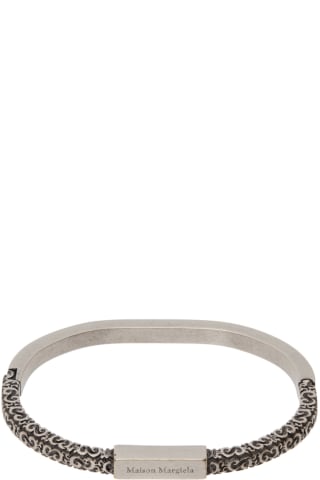 메종 마르지엘라 Maison Margiela Silver Engraved Cuff Bracelet,Palladio