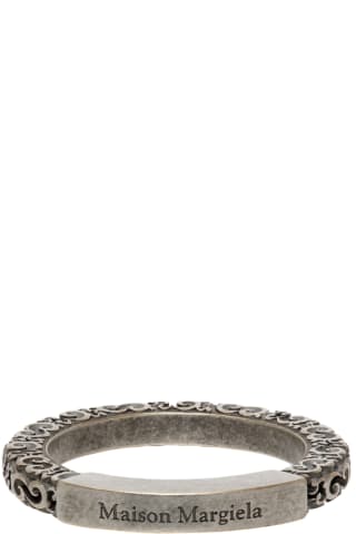 메종 마르지엘라 Maison Margiela Silver Textured Semi-Polished Ring,Palladium Semi-Polished