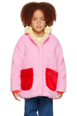 Marc Jacobs Kids Pink Embroidered Faux-Shearling Jacket