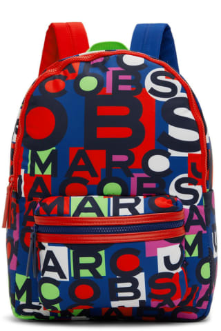 Marc Jacobs Kids Blue & Red Logo Backpack