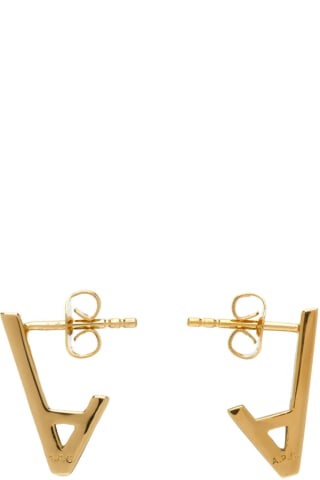 아페쎄 귀걸이 A.P.C. Gold Mini Logo A Earrings
