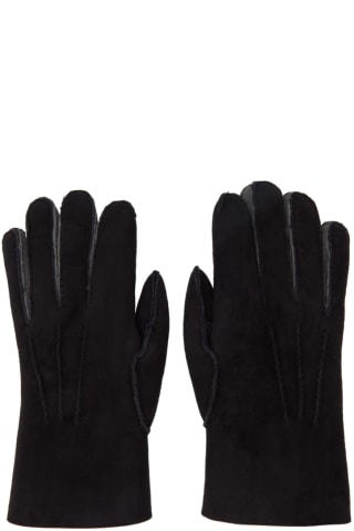 폴 스미스 Paul Smith Black Shearling Gloves,Blacks