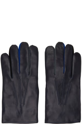 폴 스미스 Paul Smith Navy Concertina Leather Gloves