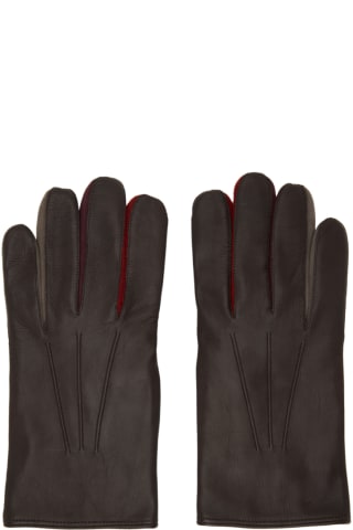 폴 스미스 Paul Smith Brown Concertina Leather Gloves