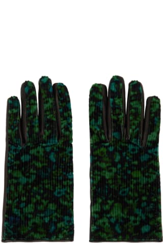 폴 스미스 Paul Smith Black & Green Twilight Floral Gloves,Blacks