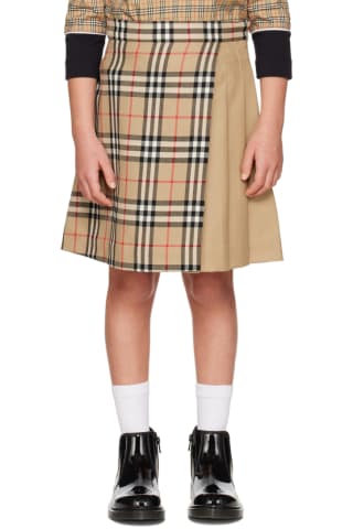 Burberry Kids Beige Check Skirt