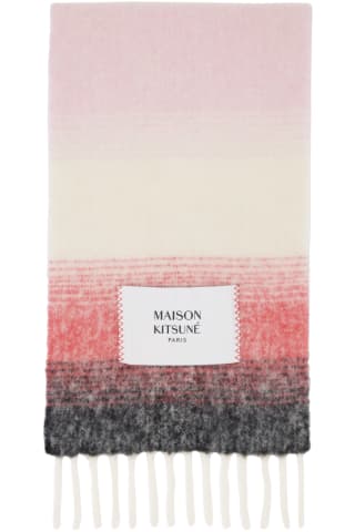 메종 키츠네 Maison Kitsune Pink Gradient Scarf,Pink red stripe