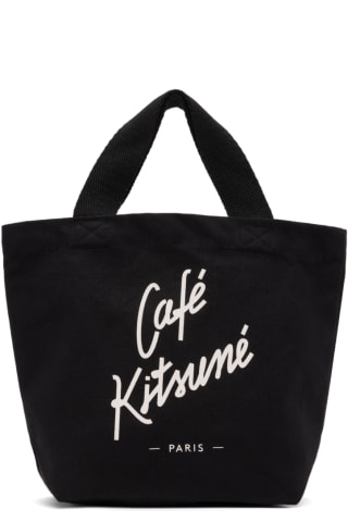 메종 키츠네 토트백 Maison Kitsune Black Mini Cafe Kitsune Tote